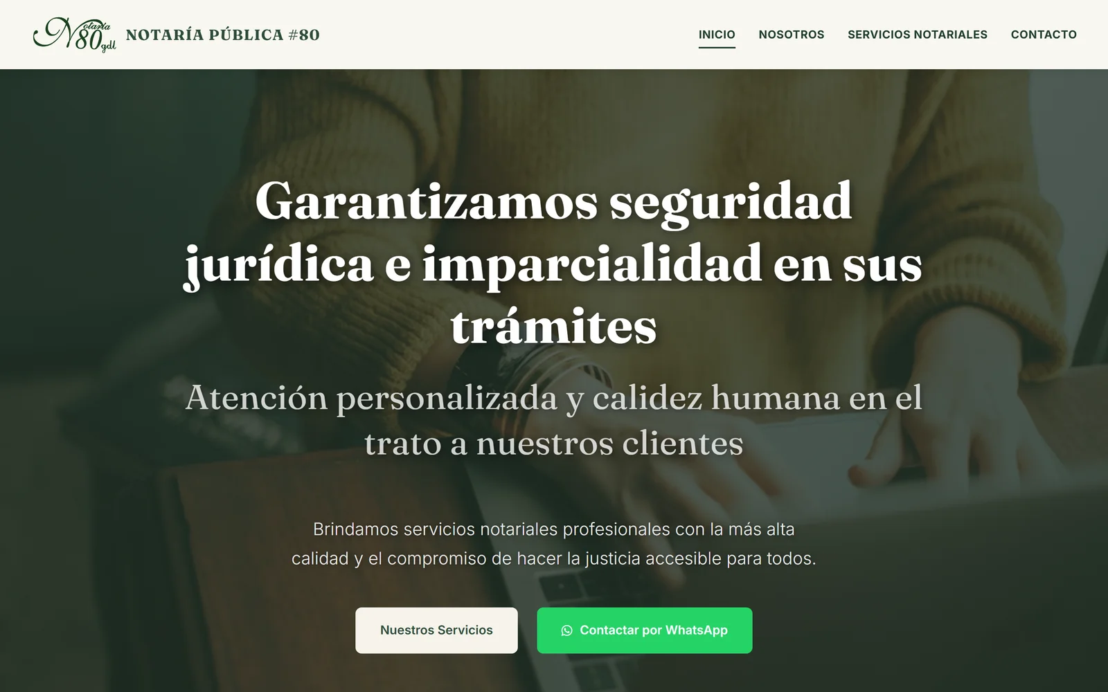 Notaría 80 — captura del sitio